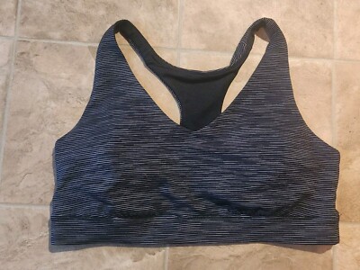 Women's Tek Gear Workout Gear Sports Bra Black/White Striped Size XXL NWOT