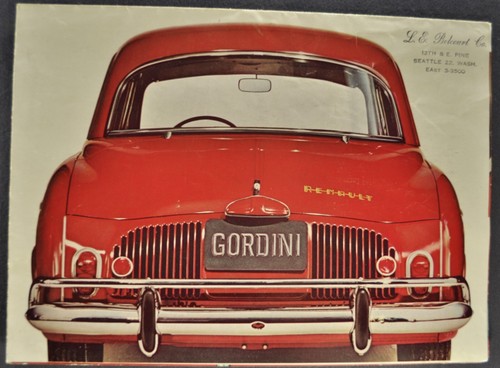 1961 Renault Gordini Sedan Sales Brochure Folder Original 61
