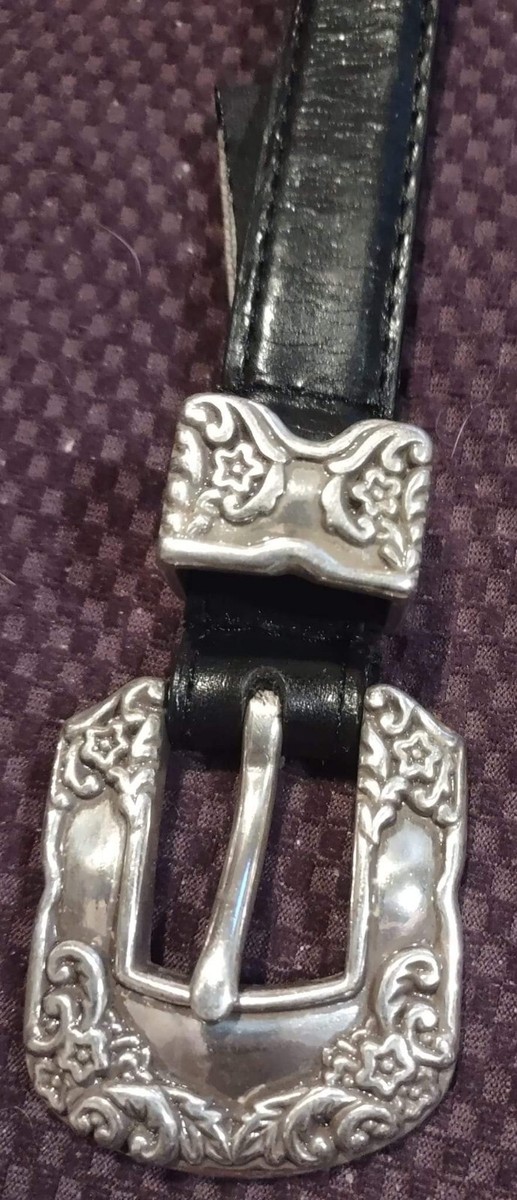 Vintage Woolrich Braided Black Quality Leather Belt Silver  display picture 1