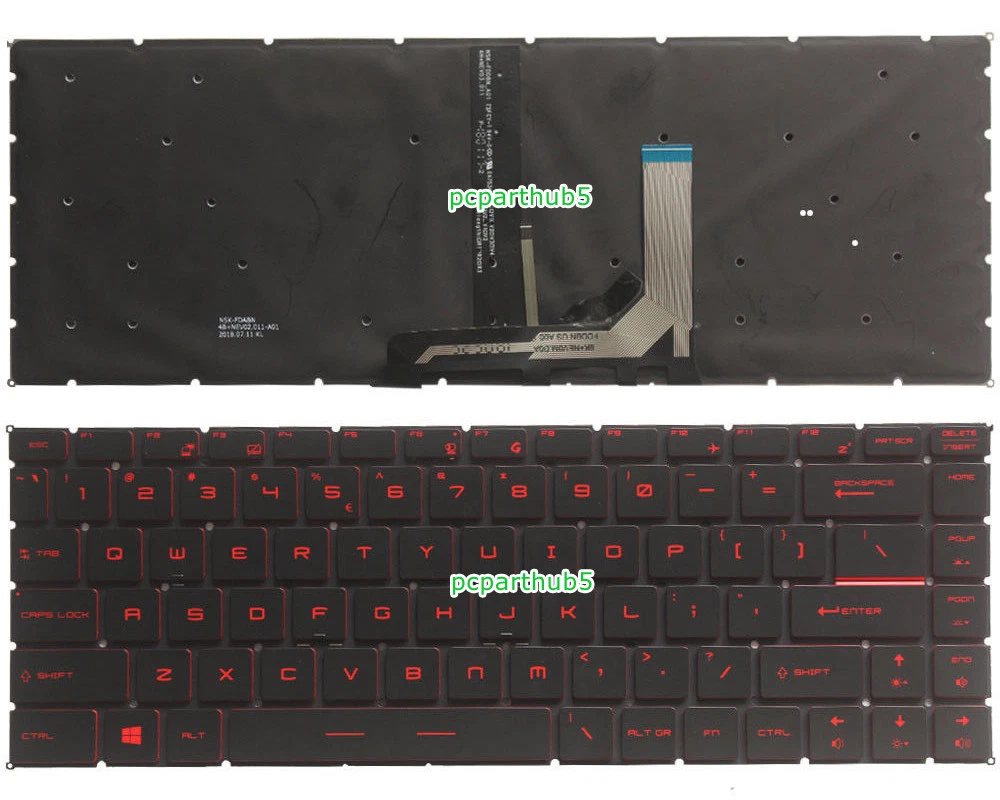 New MSI Thin GF63 12UCX 12UDX 12VE 12VF Keyboard US Black With Red