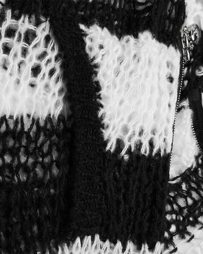 Punk Rave Womens Gothic Striped Shredded Cardigan Sweater Top White Black - Picture 10 of 12