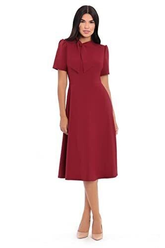 maggy london tie neck midi dress