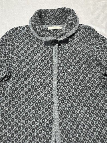 Chiaramente Women's Open Sweater Cardigan Italy Gray Black Wool Blend Size Large - Picture 3 of 18