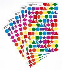 5 sheets MINI Colorful SHAPES Scrapbook Stickers! 500 Stickers Heart Circle Star