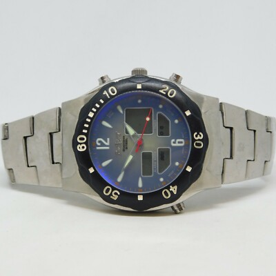 B.U.M. Equipment V-360 Stainless Steel Quartz Men's Watch Sz. 8 1/4'' New Battery