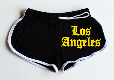 Funny Halloween Women's Black Shorts White Edges Gold Los Angeles All Sizes