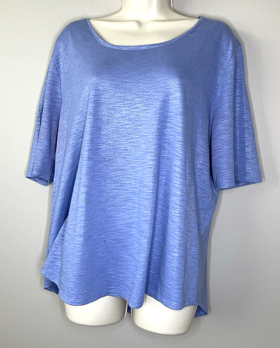 CHICO'S Perriwinkle Blue 3/4 Sleeve Scoop Neck THE ULTIMATE TEE Shirt Sz 3 (L)