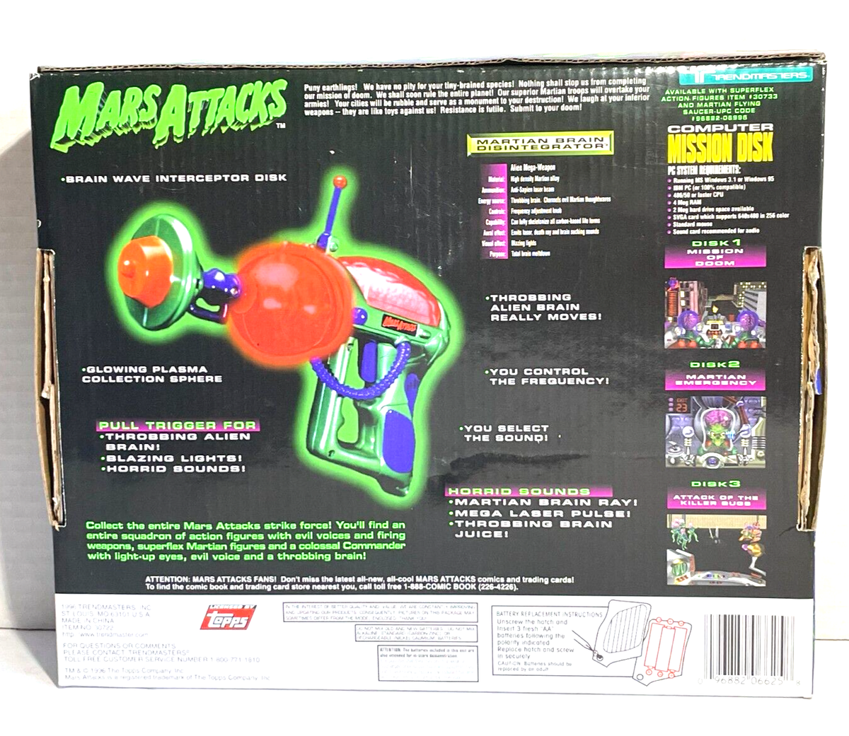 Trendmasters 1996 Mars Attacks Brain Disintegrator Blaster