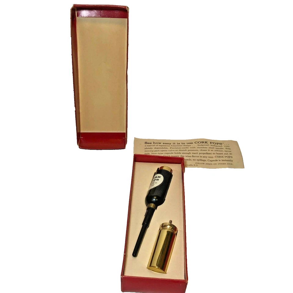 Extractor de corcho de botella de vino vintage moderno de mediados de siglo MCM 1950 CORK POPS sin tornillos Foto 3 de 4
