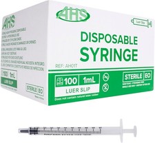 AHS 1ml 1cc Luer Slip Syringe, Sterile, Individually Packed, 100/Box