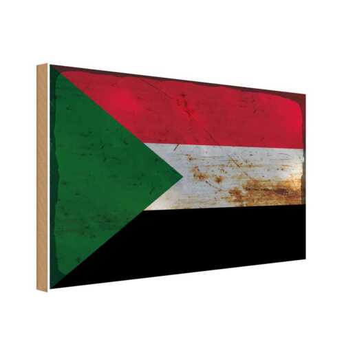 Panneau en bois image en bois 20 x 30 cm Soudan drapeau drapeau cadeau décoration - Photo 1/4