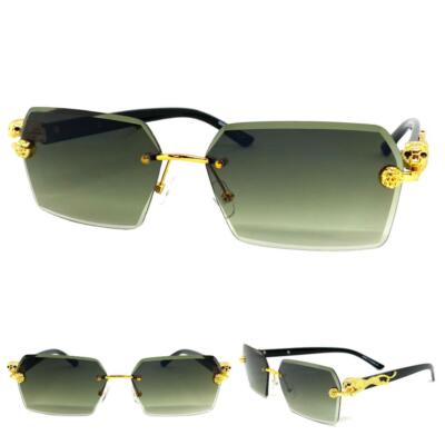 Men's CLASSY Elegant Sophisticated Modern Hip Hop SUN GLASSES Rimless Gold Frame