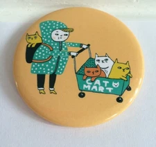 SHOPPING CART CAT MART KITTY STRONG BIG 2.25" MAGNET HELPS CATS KITTENS CHARITY 