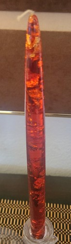 Rare Mid Century 60's Red w/Gold Flecks 12" Lucite/Acrylic Decorative Candles - Picture 3 of 3