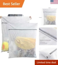 2-Pack Oversized Heavy-Duty Mesh Laundry Bags with Auto-Lock Zippers, 35x43.3"