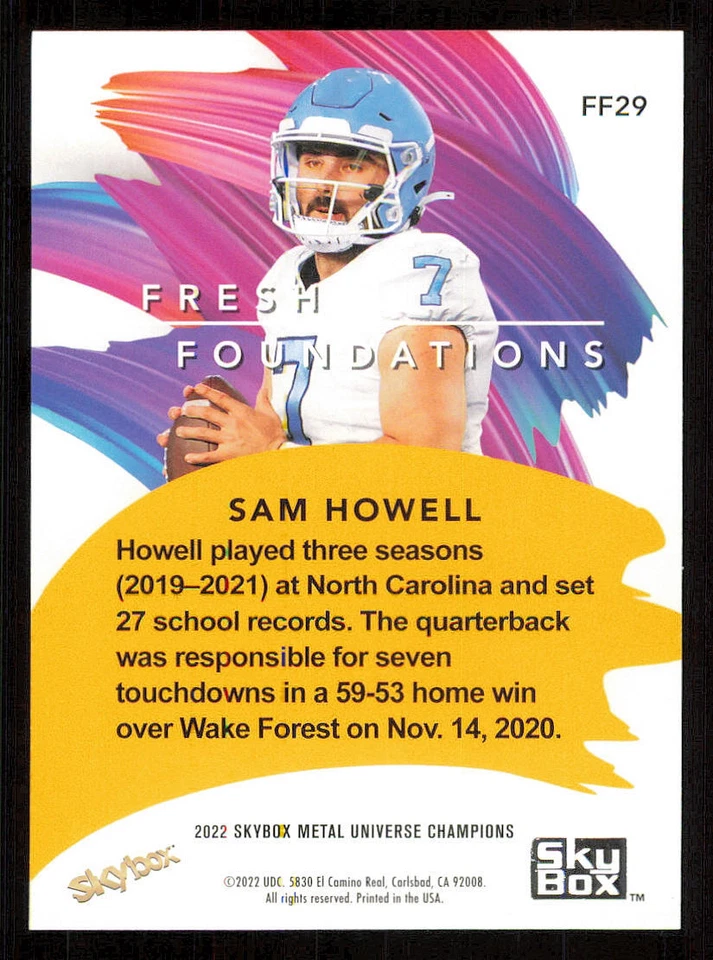 2022 Skybox Metal Universe Champions Fresh Foundation #FF29 Sam Howell - Image 2 of 2