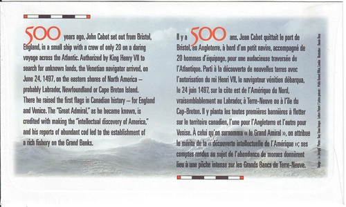 Canada - FDC - 24 Jun 1997 - 500th Anniversary of John Cabot - #401 - Picture 2 of 2