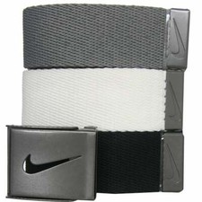 Nike Men White/Black/Gray Solid Web Belt 3 in 1 Pack One Size Fits Most Up to 42