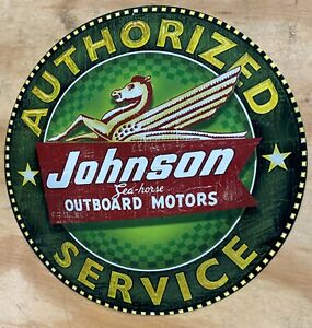 Johnson Outboard Motors Authorized Service Logo 12 Metal Tin Aluminum Sign Ebay