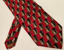 Robert Talbott Studio Tie Silk Geometric Design Red/Gold Hand Sewn Made in USA