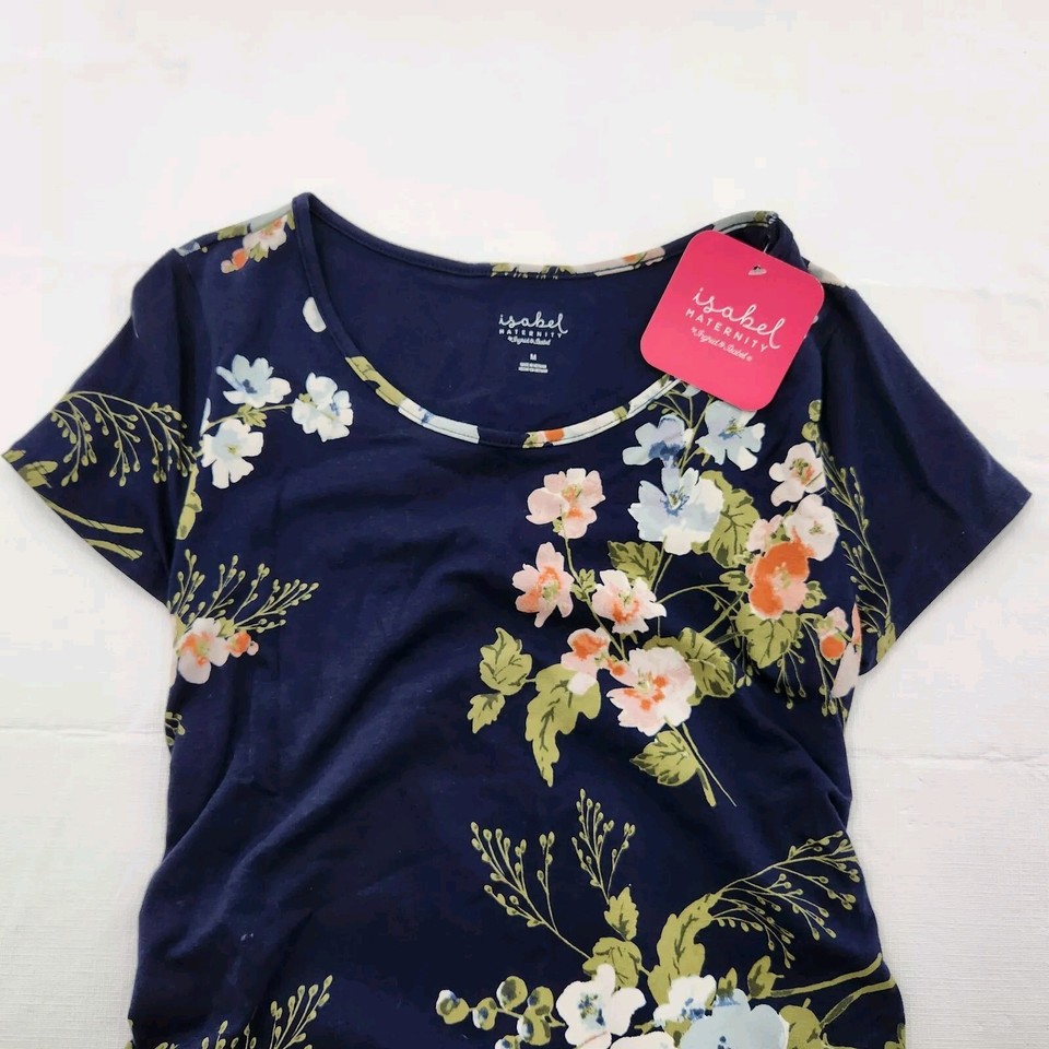 Isabel Maternity Bodycon TShirt Dress Medium Short Sleeve Ruched Blue