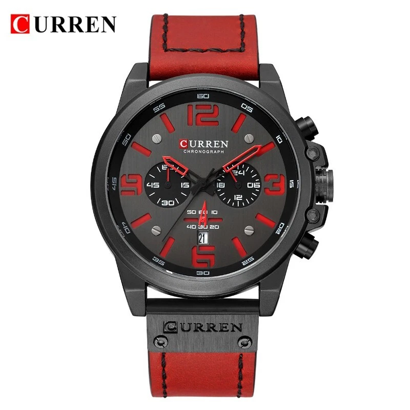 Curren Herren Luxus Leder Armbanduhr Chronograph wasserdicht Analog Quarz - Bild 2 von 4