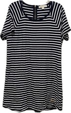 Michael Kors Striped T Shirt Dress Black White Gold Embellished MK Size Large XL