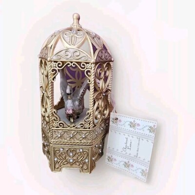 Rare | Chestnut Lane Cage Swan Music Box Enameled Rhinstone ''Claire De Lune'' HTF