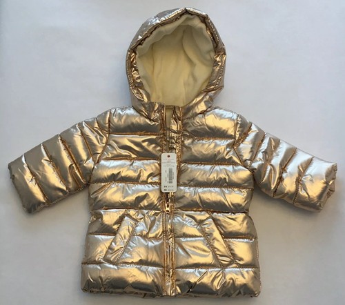 Winter Jacket Metallic Gold Puffer Coat 