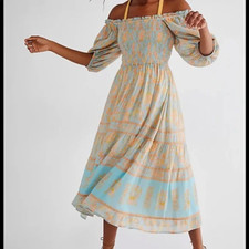 Spell and the Gypsy Collective Juniper Shirred Dress Eggshell XS