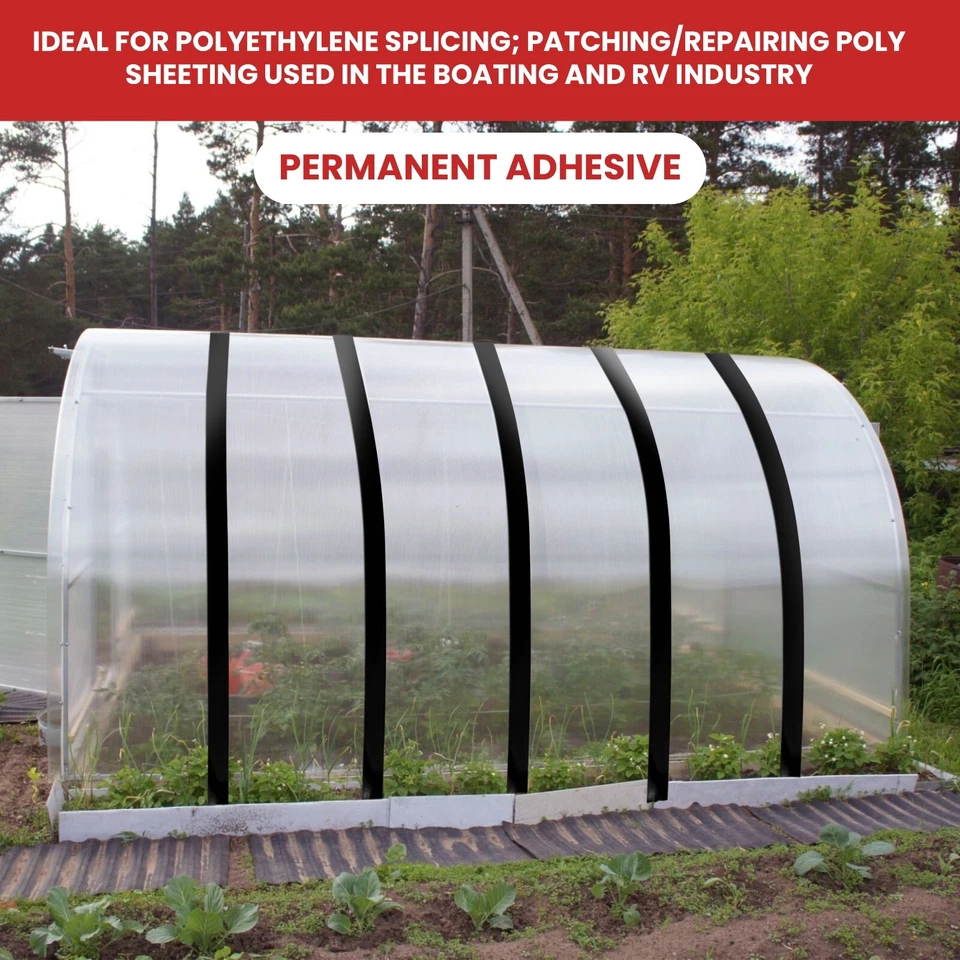 T.R.U. Cinta de película de sellado térmico de alta resistencia para reparación de invernaderos de 2" X 36 yardas transparente Foto 4 de 4