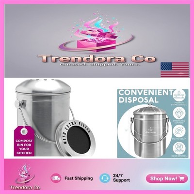 Compact Stainless Steel Composting Bin - 1.3 Gallons for Food Waste Recycling
