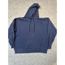 Hanes EcoSmart Mens Hoodie XL Navy Blue Fleece Pullover Sweatshirt P0173