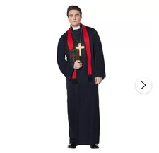 Priest Spirit Halloween Adult Costume w/ Robe, Sash, Cross in Package One SZ