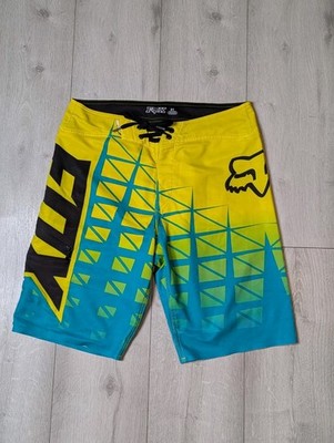Fox Racing Board Shorts Mens 31 Yellow Teal Black Dawstring