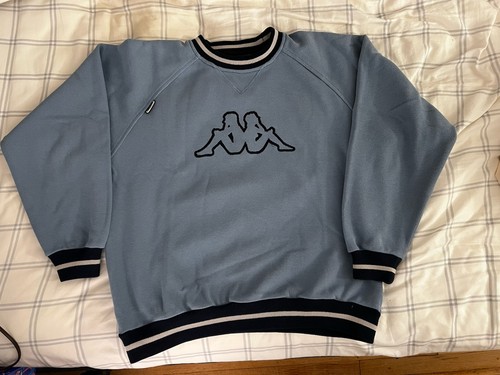 Kappa Men's Blue Logo Fleece Crewneck Pullover Sweatshirt Long Sleeve M