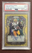 2020 Panini Prizm No Huddle Gold Disco Jordan Love Rookie Auto RC SSP /10 PSA 9