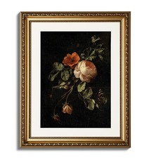Vintage Gold Framed Wall Art, 13x16 Inch Floral Rose Picture Paintings, Antiq...
