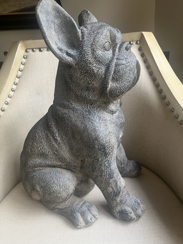 Neuer französischer Stier Hund sitzend Statue Kunststein/Harz 15 Zoll groß