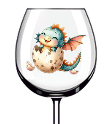 12x bunte niedliche Baby Drachen Ei Vinyl Aufkleber Abziehbild Becher Weinglas Van