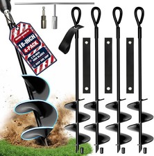 18 Inch Heavy Duty Ground Anchors Screw in, 4 Pack Spiral Trampoline Stakes with