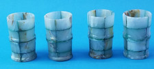 Set a 4 Vintage 70s Anyx green and cream Tumbler cups