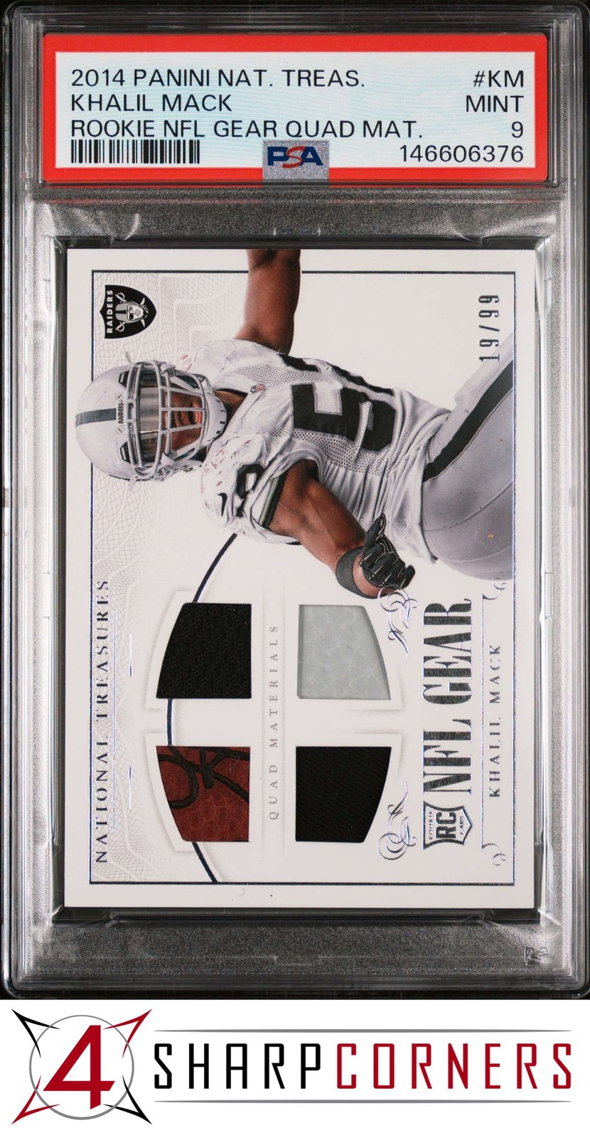 Khalil Mack Panini National Treasures Rookie NFL Gear Quad Materials #KM Base