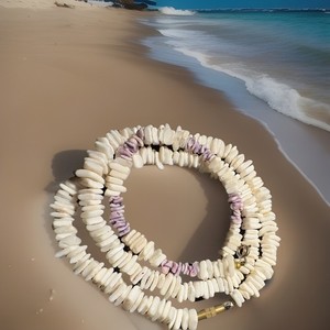 Vintage authentic Hawaiian-style white chip puka shell necklace Bracelet Set