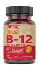 DEVA Vegan Vitamin B12 Fast Dissolve Supplement - Once-Per-Day Complex with 1...