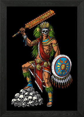 Azteken König Krieger Gerahmtes Wandbild Poster Leinwanddruck Bild