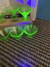 Set of 6 Federal Dessert Glasses Green Depression Uranium Vaseline Glass #B