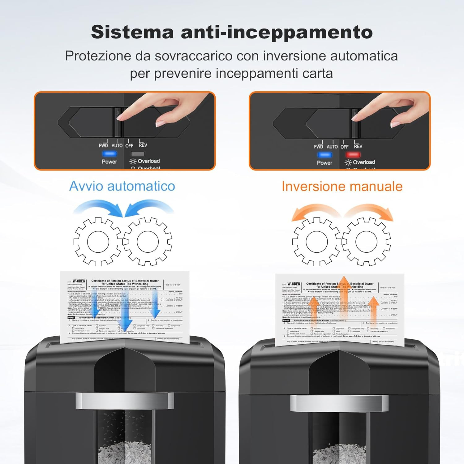 Distruggidocumenti Professionale 12 Fogli, Taglio a Micro Frammenti Con Funzione - 4