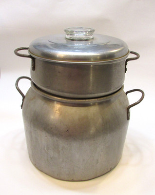 Antique 1910s Wear-Ever Rare No. 4355-1/2 Large 9.25'' dia Aluminum Double Boiler