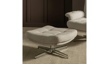 Dawson Fabric Swivel Footstool Natural Modern Design Multi Functional UK